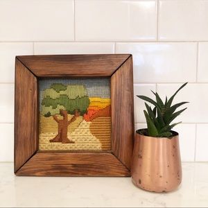 Vintage Wood Framed Crewl Wall Art 8x8